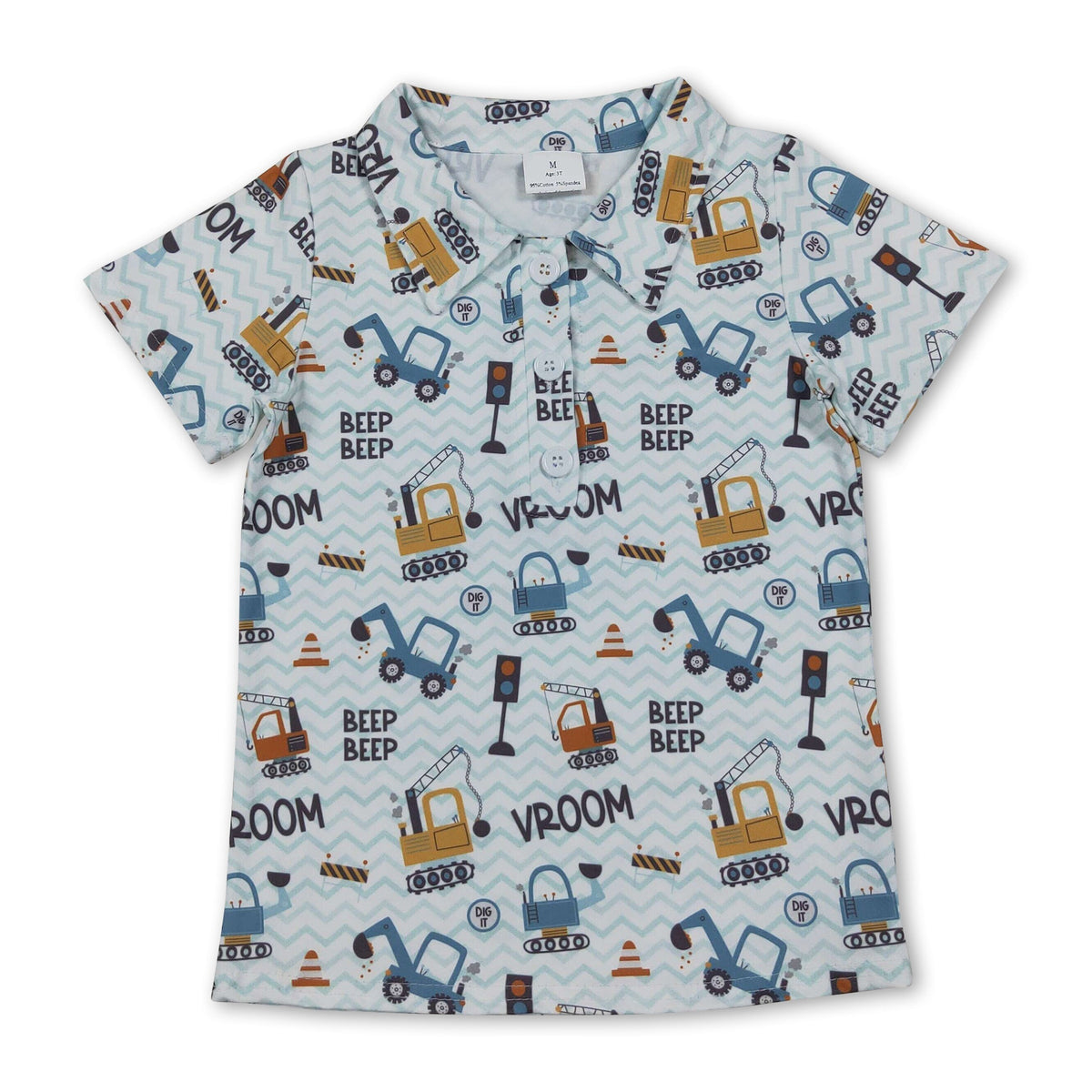 Short sleeves constructions kids boys polo shirt