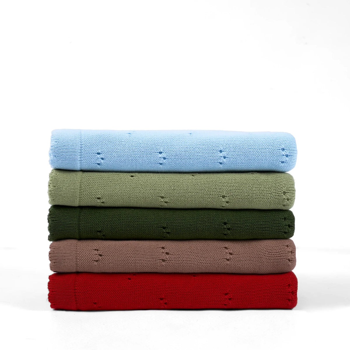Pointelle Baby Knit Blanket in Forest Green