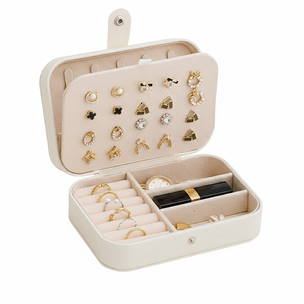 Small Jewelry Organizer Box Travel Case for Rings and Earrings