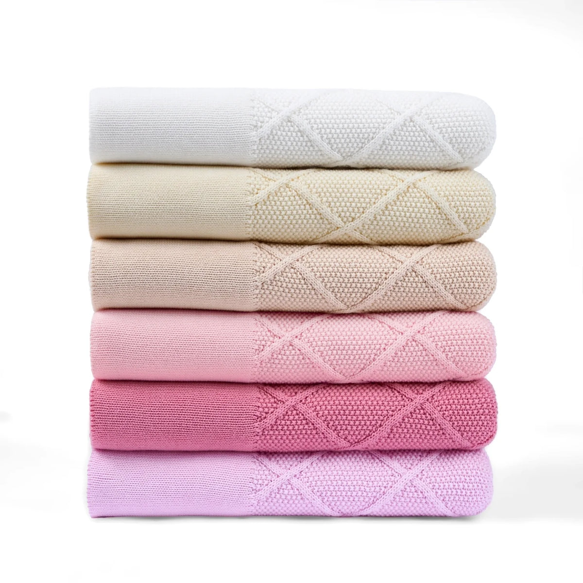 Diamond Stitch Baby Knit Blanket in Cream