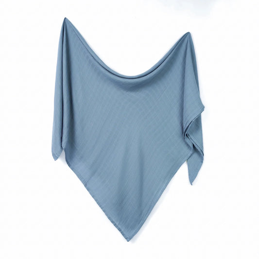 Baby Muslin Swaddle Blanket in Dusty Blue