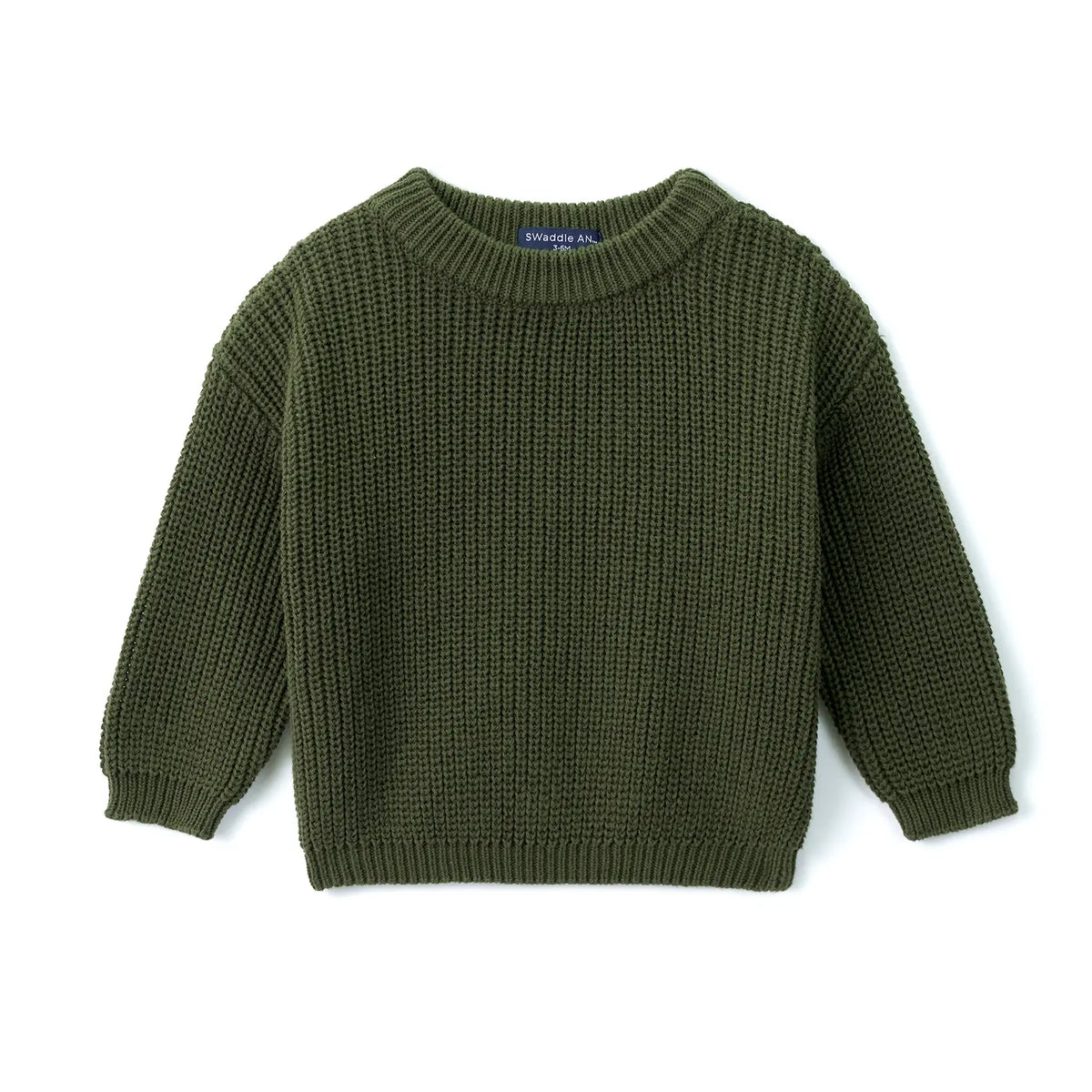 Classic Knit Baby Sweater in Forest Green